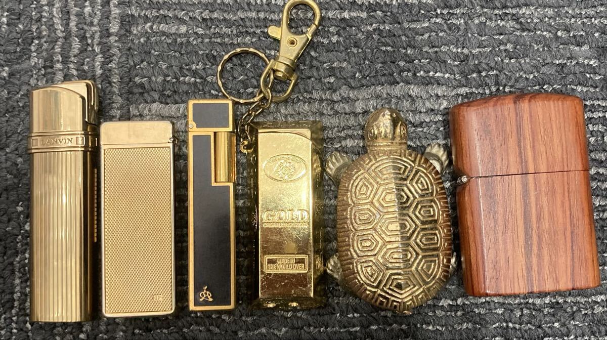 1円~【喫煙具】ライター6点セット LANVN Maruman Crown Kaiser 他ノーブランド3点 喫煙グッズ　ガスライター オイルライタ0319S①