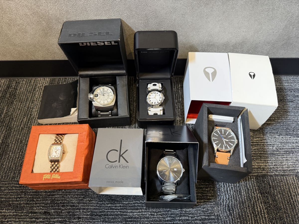 1円〜 箱付き腕時計まとめ DIESEL NIXON CK MARC JACOBS Folli Follie ブランド クォーツ オシャレ メンズ レディース 0329G①