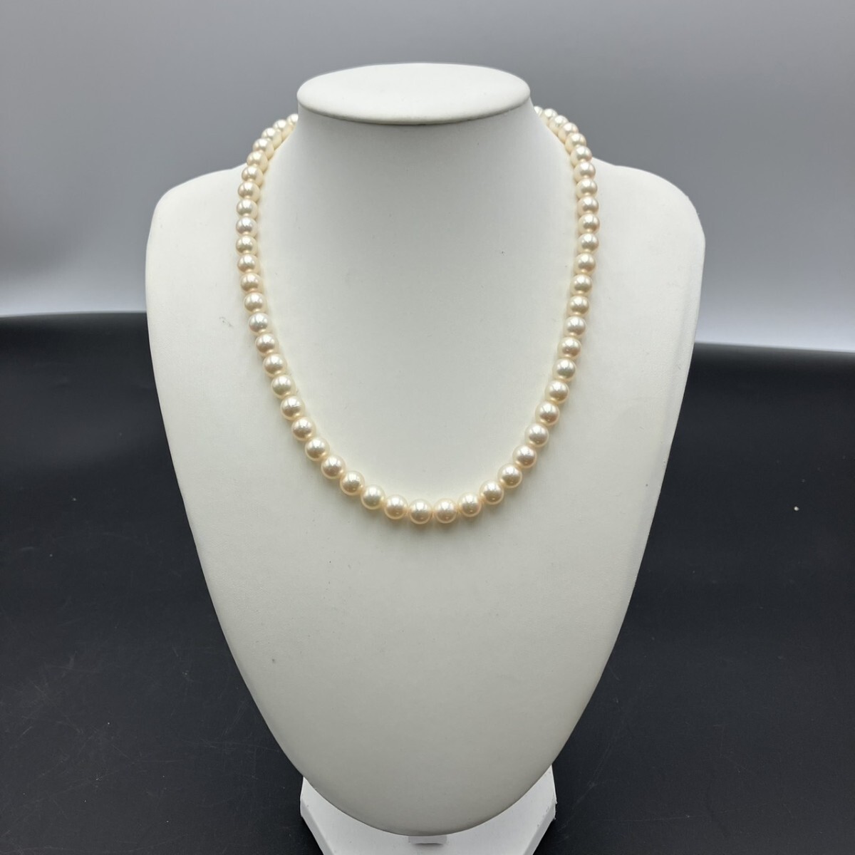 1円スタート アコヤ 真珠 パール ネックレス ロングパール 留め具silver 6.8-6.9mm 総重量約28.6g テリ良し TK0331ウ