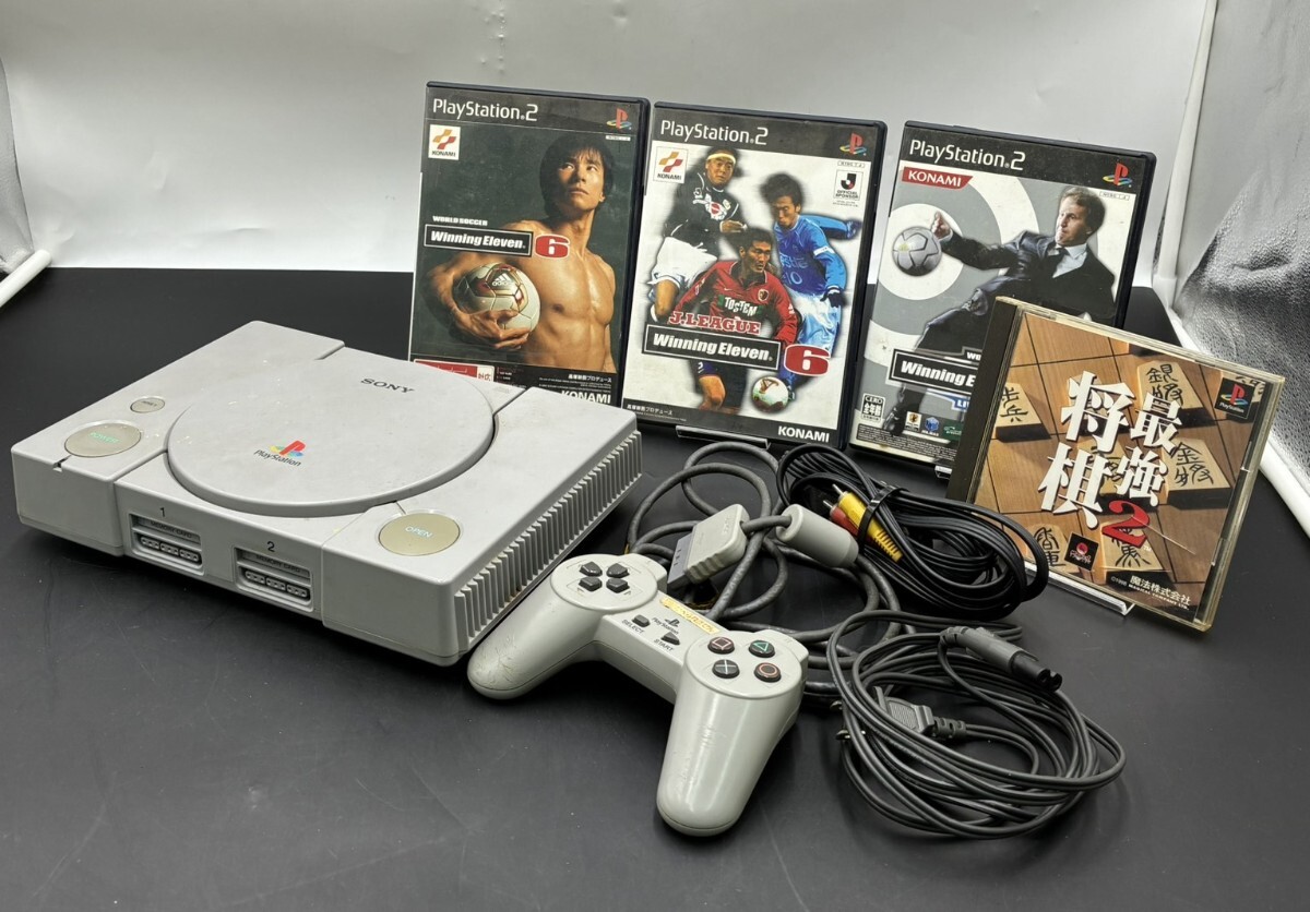 1円スタート SONY ソニー PlayStation PS one SCPH-5500 ソフト まとめ ウイイレ 最強将棋 ゲーム機 動作未確認 現状品 HE0331ふ