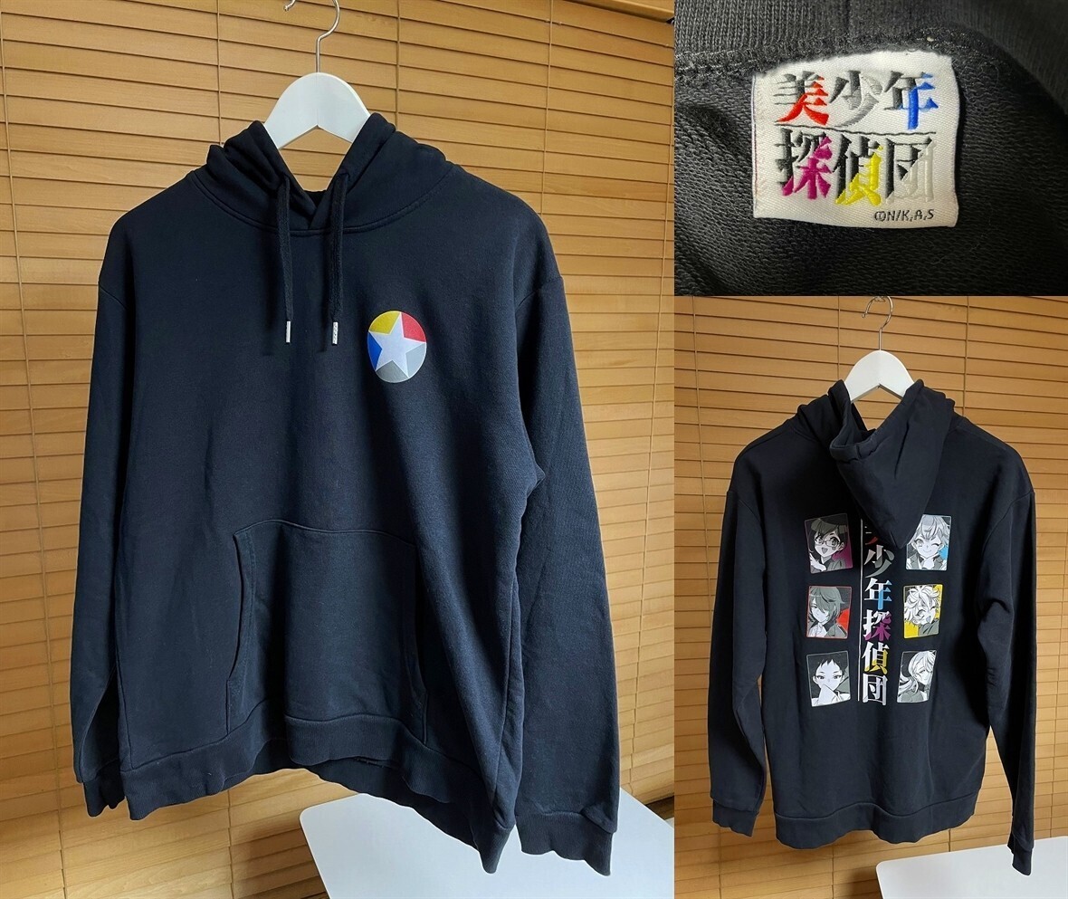 【必見です 激安1点のみ】美少年探偵団 バックプリント スウェット プルオーバー パーカー 長袖 男女兼用 M ブラック系 ドン・キホーテ限定