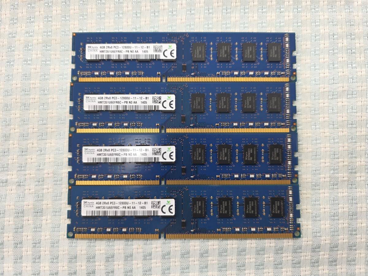 ★SK hynix PC3-12800U/DDR3-1600 4GB×4枚セット デスクトップ用メモリ★