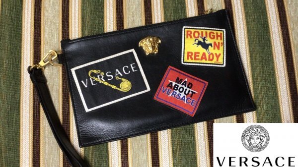 最高級アイテム◇美品◎Versace クラッチバッグ×セカンドバッグ versace ブラック ワーク ジャンニ ヴェルサーチ