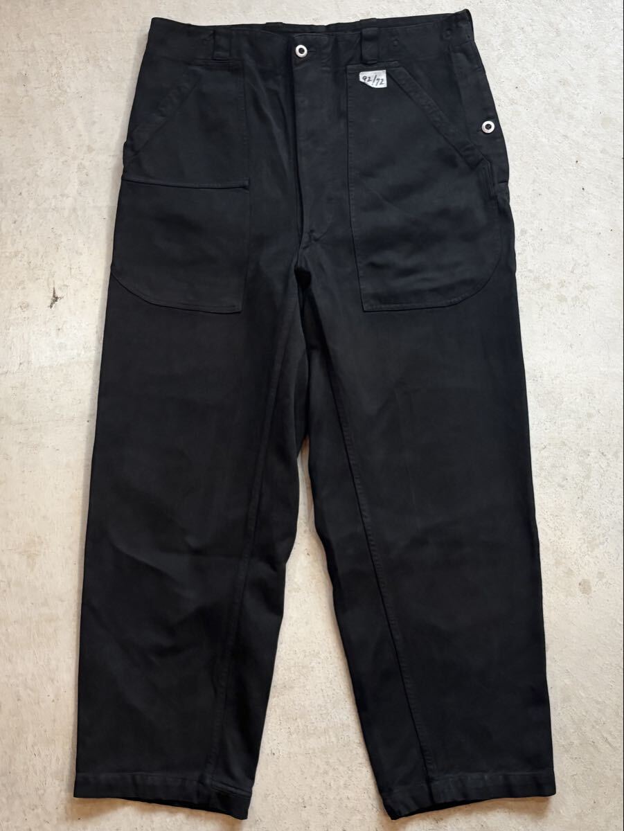 【50s】実物 スイス軍 前期 デニム ワークパンツ 黒染め アルミボタン 92/72 BLACK VINTAGE ミリタリー ユーロ 軍物 ワイド 希少 正規品