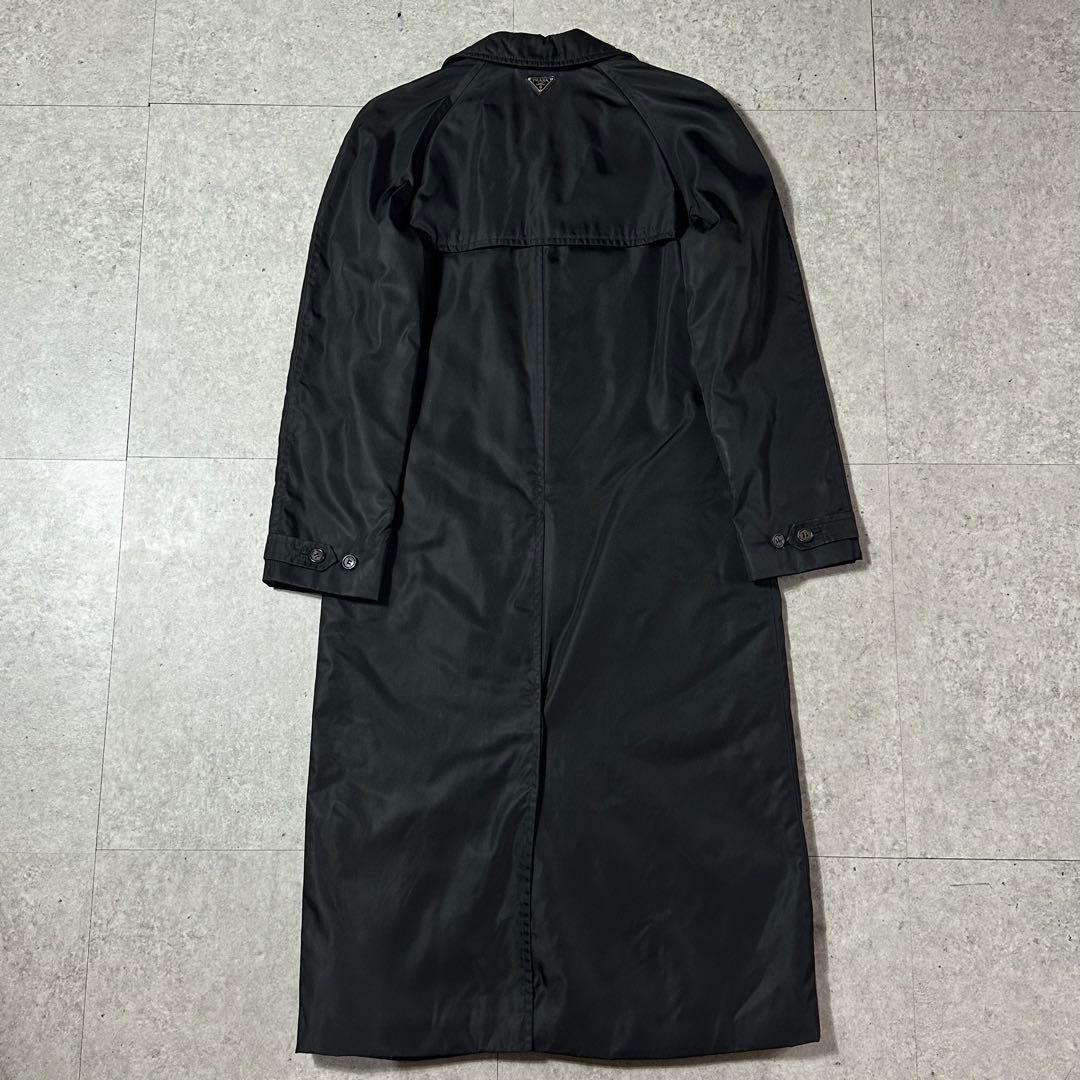00s PRADA archive 3角ロゴ ナイロン ロングコート 黒 40