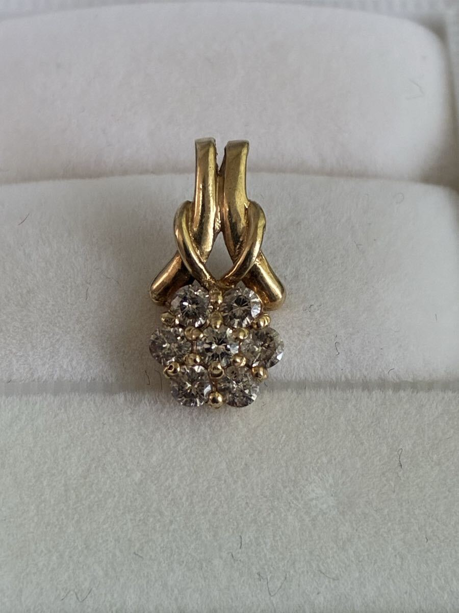 K18 ペンダントトップ ダイヤモンド 7石 ゴールド カラーストーン 貴金属 18金 総重量約1.45g 0.5ct アクセサリー