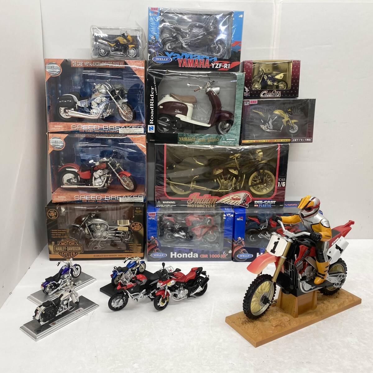 0712009G★ 【ジャンク】バイク ミニカー フィギュア ミニチュア まとめ ヤマハ/ホンダ/ハーレー/SPEED BREAKER など 160サイズ