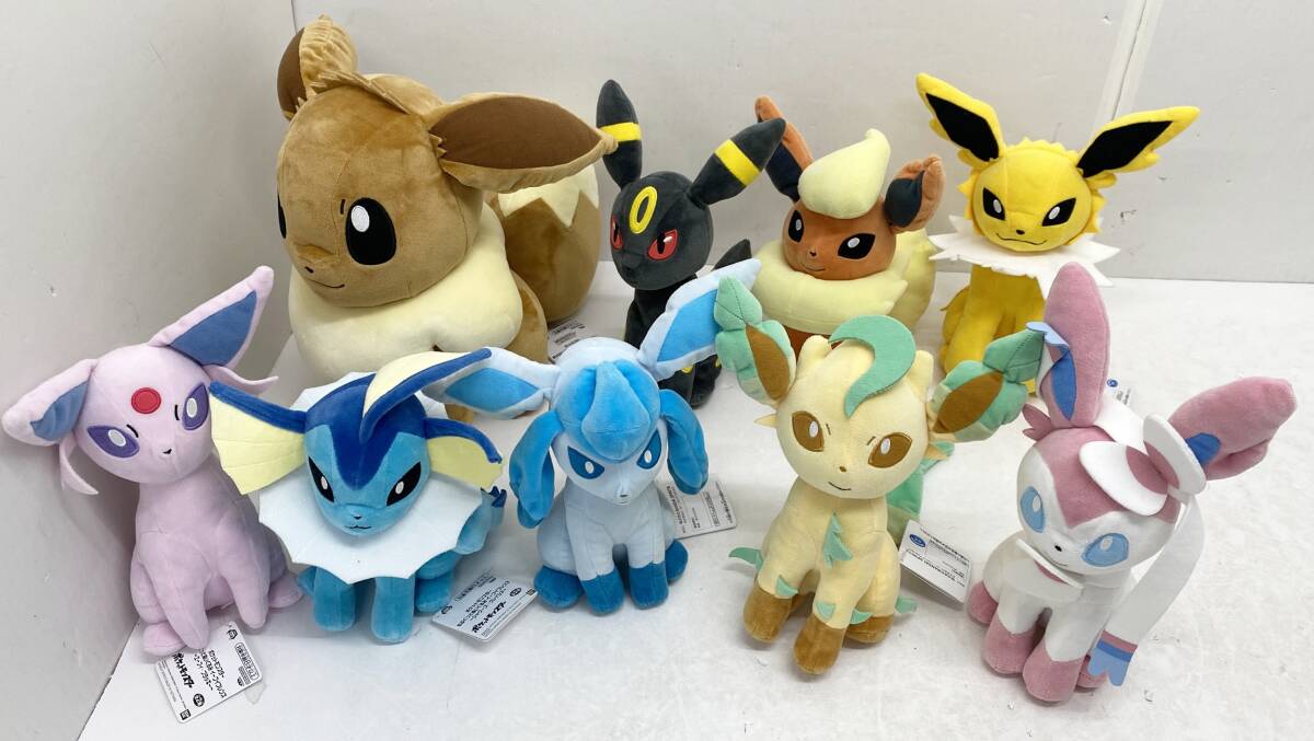0672007G★ ポケモン ぬいぐるみ ブイズ まとめ イーブイ エーフィ ブースター グレイシア シャワーズ サンダース ブラッキー タグ付