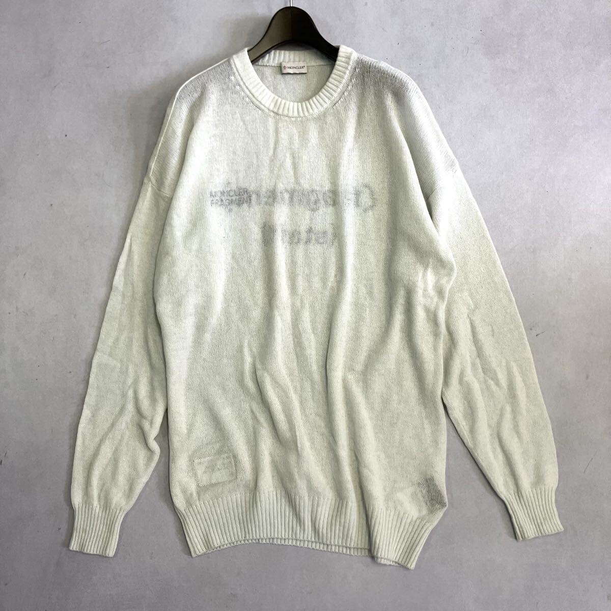 A ▼ イタリア製 '最高級カシミヤ100%使用' MONCLER × 7 FRAGMENT HIROSHI FUJIWARA長袖 プリント ニット セーター L レディース トップス