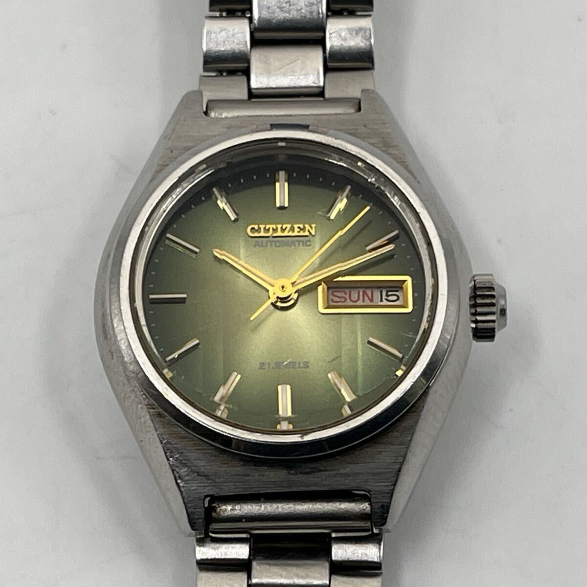 CITIZEN AUTOMATIC 21 JEWELS 4-661591K GN-4W-S シチズン 自動巻き 21石 カットガラス 3針 デイデイト 動作品