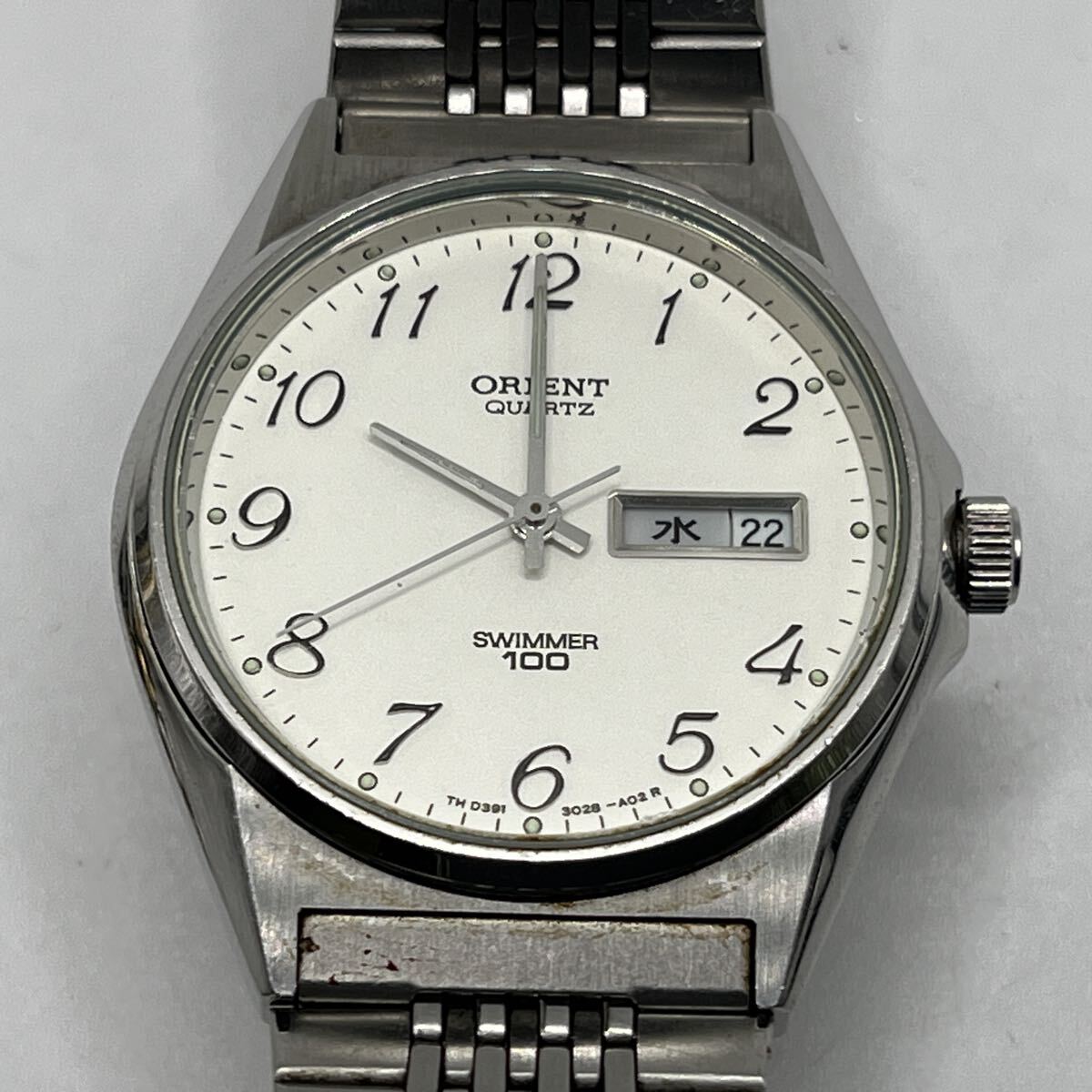 ORIENT QUARTZ SWIMMER 100 WATER RESIST D39302-82 CA オリエント スイマー 100 3針 デイデイト ジャンク