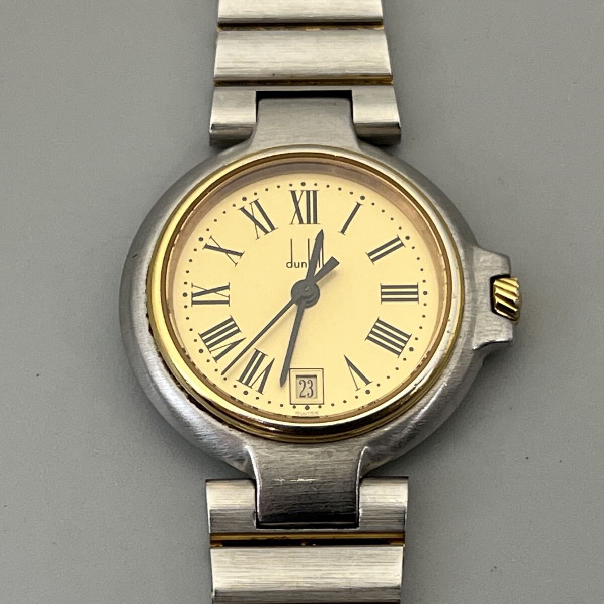 dunhill YPQ WATER RESISTANT SWISS MADE ダンヒル クォーツ 3針 デイト 新品電池交換済