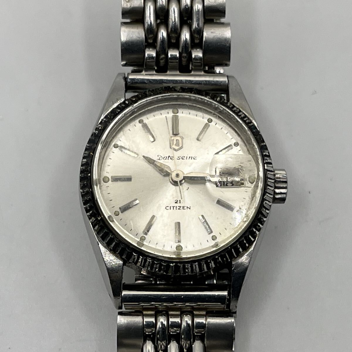 Date seine 21 CITIZEN PARAWATER STAR S.S. DSES8802-Y シチズン デートセーヌ 手巻き 3針 デイト アンティーク