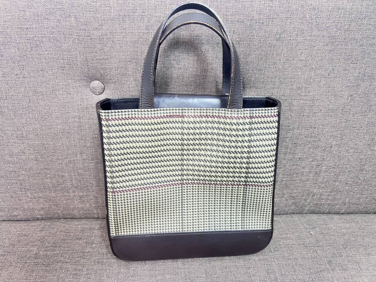 Y1276★ RALPH LAUREN ラルフローレン 千鳥柄 ハンドバッグ ブラウン レディース ローレン 現状品 中古 ブランド