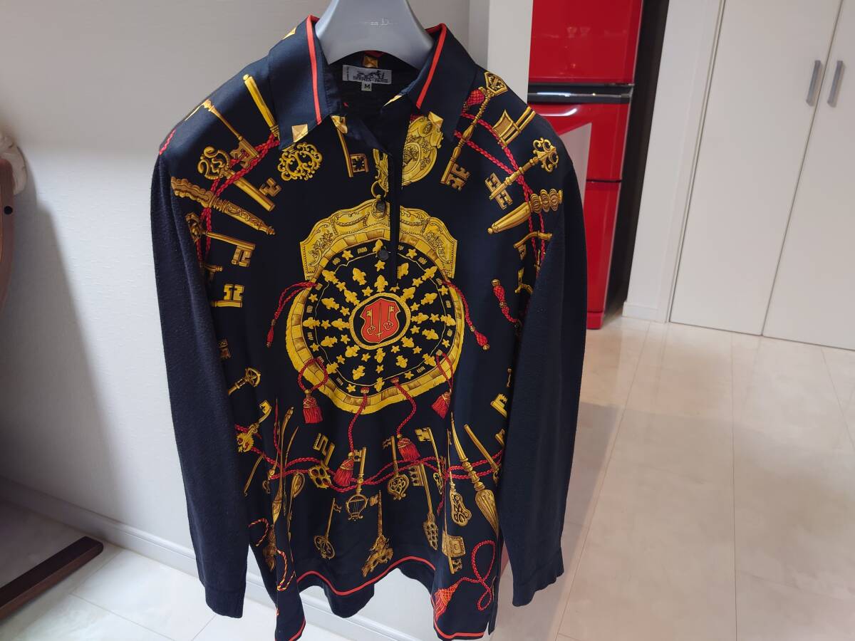 HERMES エルメス◆スカーフ ニット ドッキング セーター ◆レディース ブラック M
