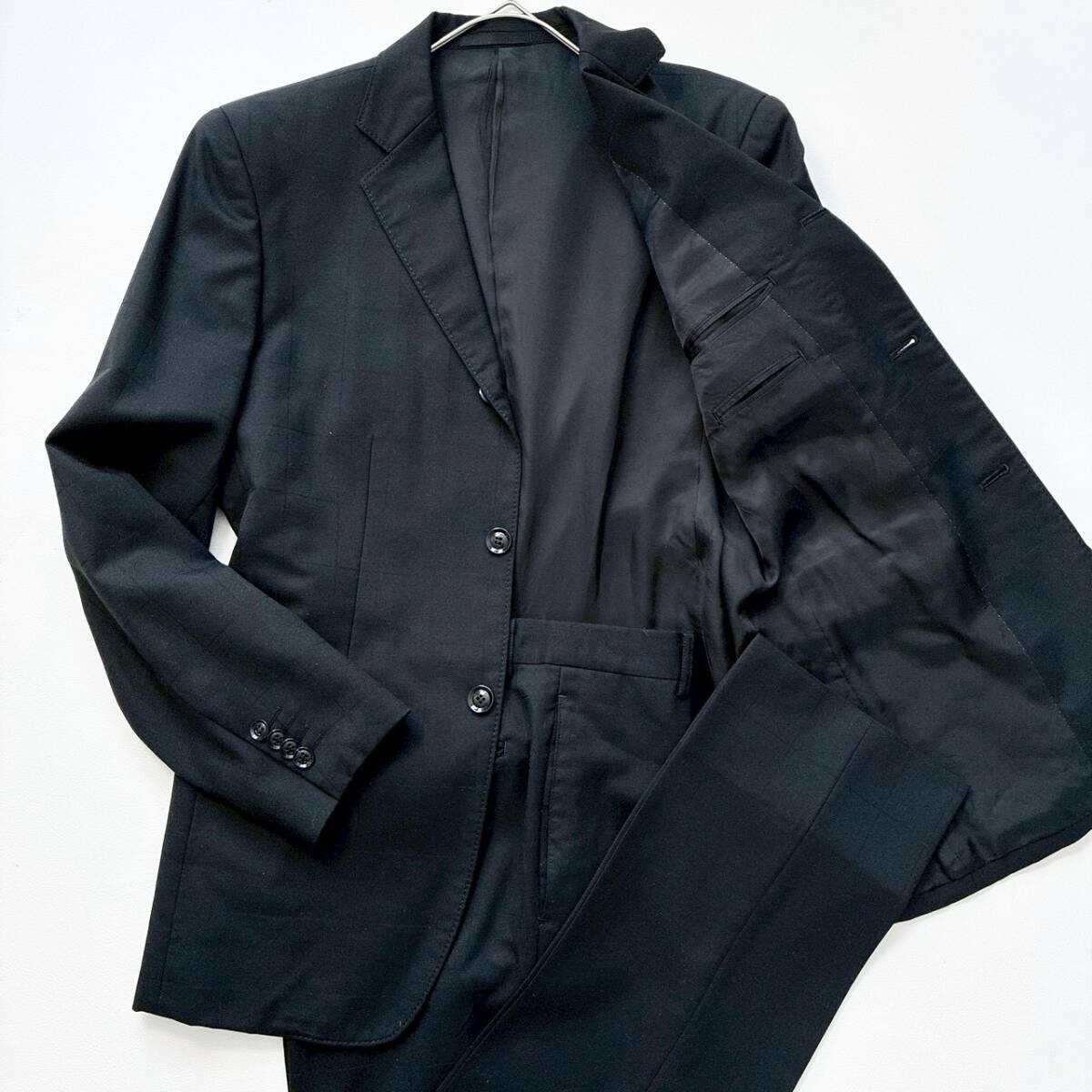 【極美品】MEN'S MELROSE Complet メンズメルローズ コンプレット セットアップ スーツ ウィンドウペンチェック柄 段返り3B ブラック M 3