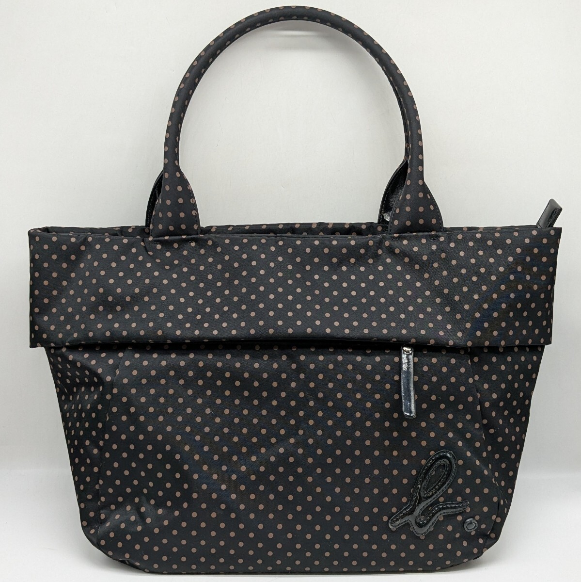 【2T25】1円スタート agnes b. VOYAGE アニエスベー ボヤージュ トートバッグ ドット ナイロン ハンドバッグ バッグ 鞄 ブラック系