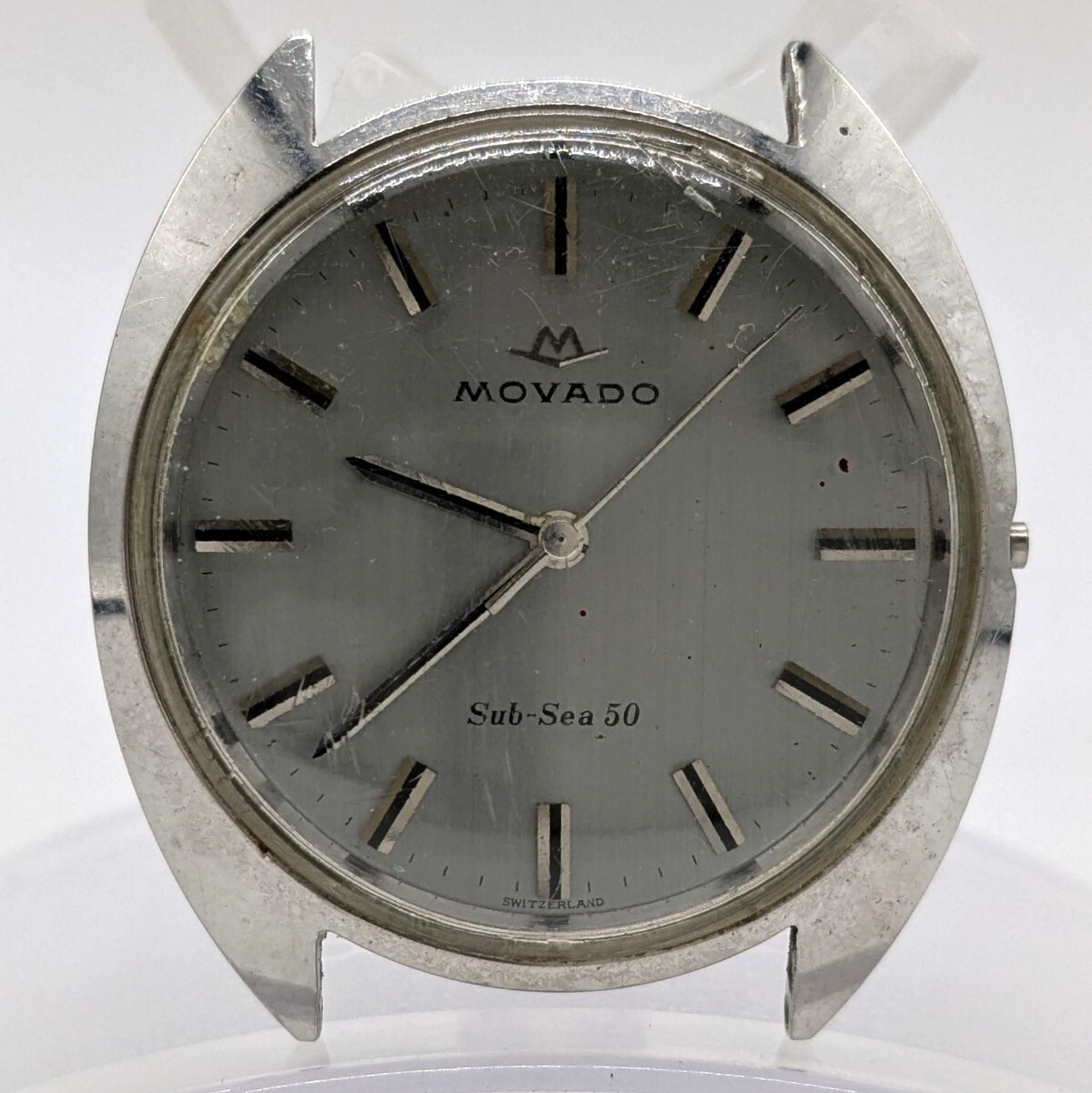 【2K44】 1円スタート MOVADO / 2542 Sub Sea 50 モバード サブ シー 17石 17JEWELS 手巻き 腕時計 シルバーカラー メンズ