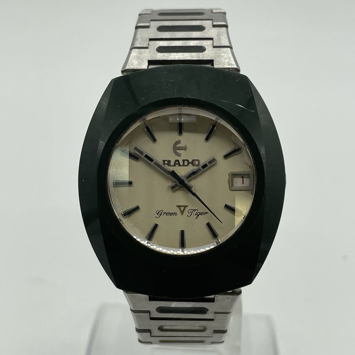 【2T75】1円スタート RADO Green Tiger V / 2824 311 ラドー グリーンタイガー オートマチック シルバーカラー カットガラス 自動巻き 
