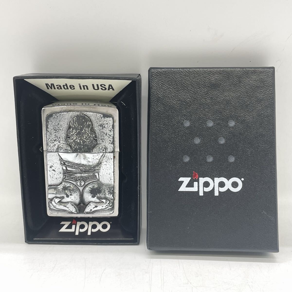 【3T29】1円スタート Zippo / F 21 ボンテージ bondage girl ジッポ ジッポー オイルライター セクシー 女性 シルバー 喫煙具 ケース付き