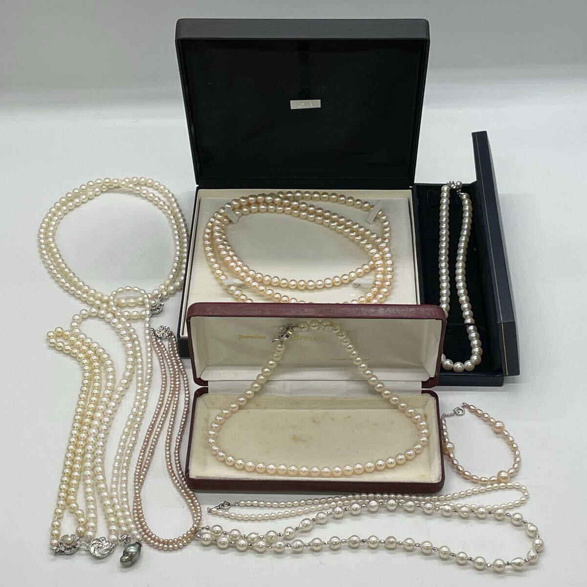 【2T81】1円スタート 真珠 パール フェイク アクセサリー まとめて11点 ネックレス 田崎 留め具 pt850 silver 925 刻印 イミテーション 