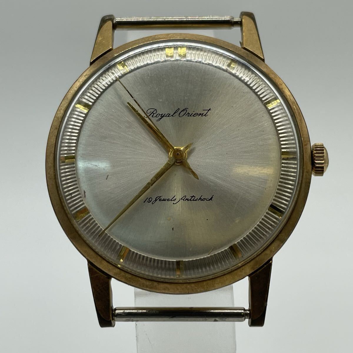 【3S33】1円スタート Royal Orient 19Jewels Antishock / U12401 ロイヤルオリエント 手巻き 19石 腕時計 メンズ ゴールドカラー