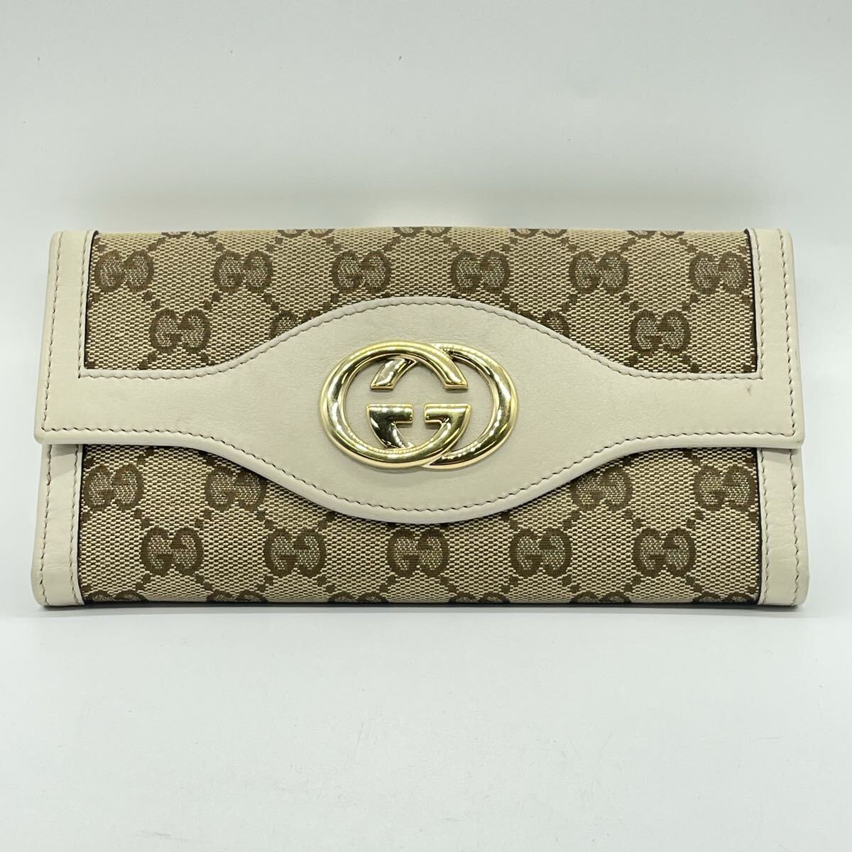 【3K26】1円スタート GUCCI GGキャンバス インターロッキングG / 282426 2091 グッチ 長財布 二つ折り レザー キャンバス ゴールド金具