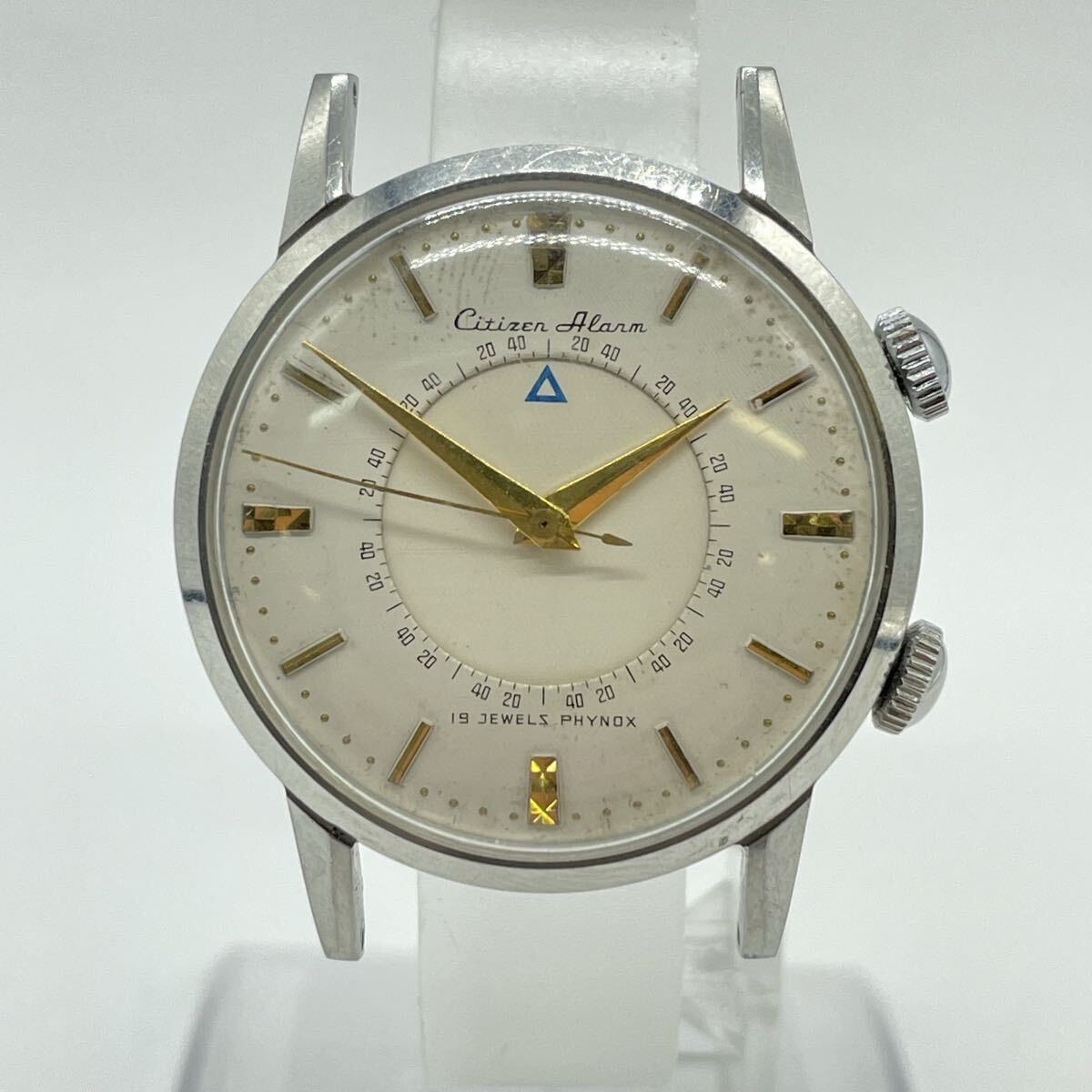 【3S26】1円スタート CITIZEN ALARM 19 JEWELS PHYNOX / 14703 シチズン アラーム 19石 腕時計 手巻き シルバーカラー 現状稼働品