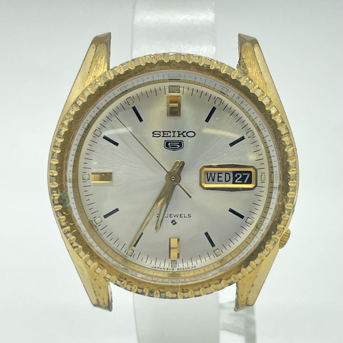 【3S12】1円スタート SEIKO 5 21JEWELS / 6119-8030 857243 セイコーファイブ セイコー5 腕時計 自動巻き シルバー文字盤 デイデイト 21石 