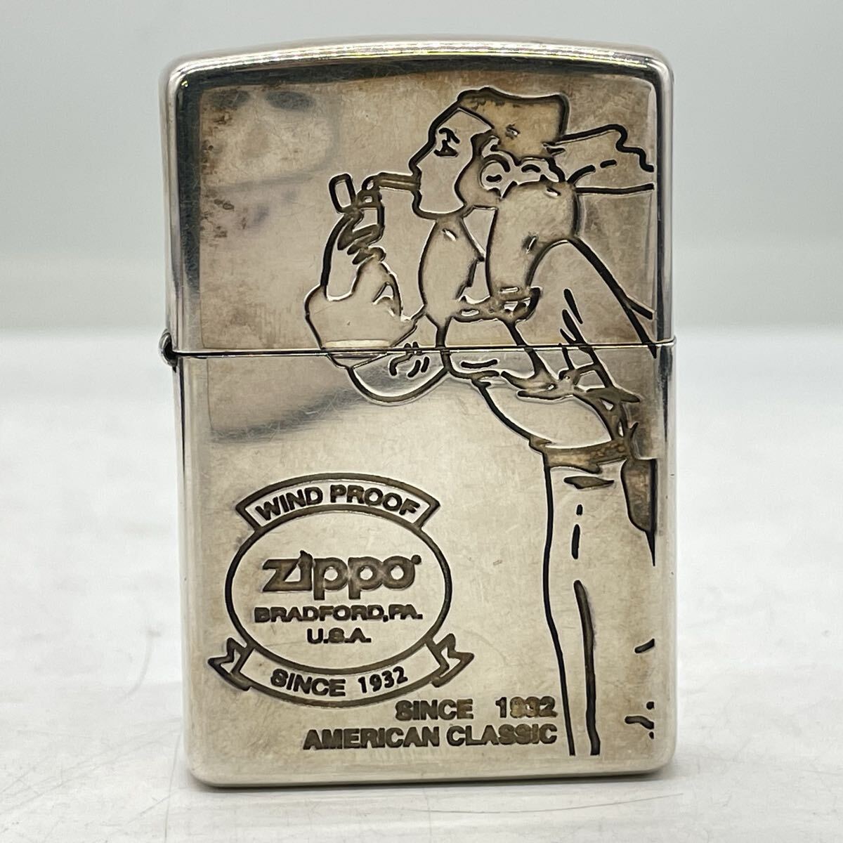 【3T41】1円スタート Zippo / G 23 WINDY GIRL ウィンディガール ジッポ ジッポー American classic シルバー オイルライター 喫煙具