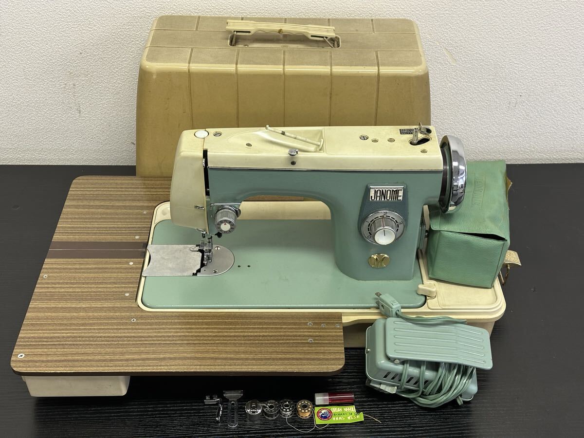 【3山17】1円スタート JANOME 366 ジャノメ ミシン 家庭ミシン 手芸 裁縫 ハンドクラフト 通電確認済み フットペダル付き