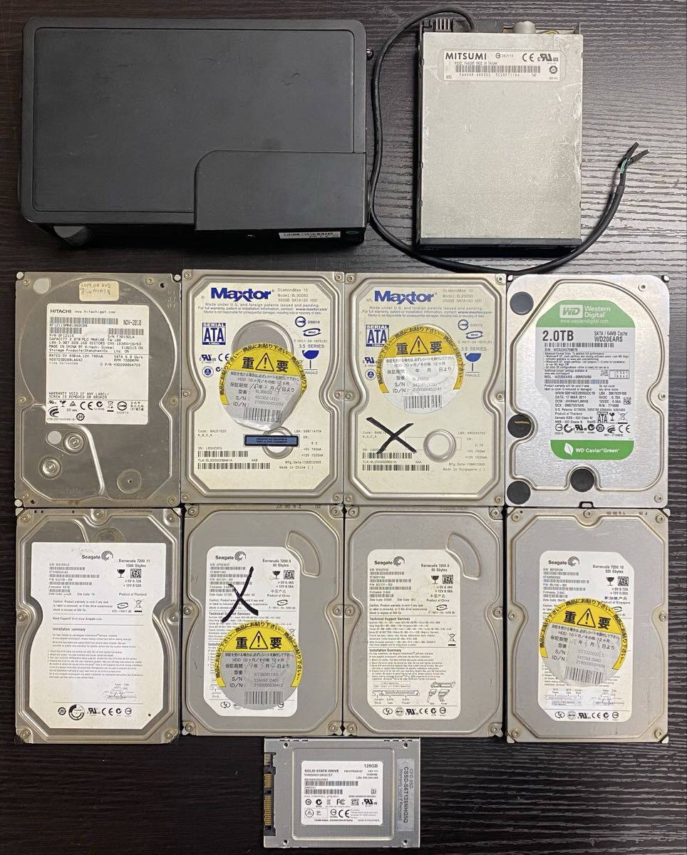 【3山6】1円スタート ハードディスク まとめ11点 MITSUMI HITACHI TOSHIBA Maxtor Western SEAGATE HDD 3.5インチ 2.0TB/320.300.128.80GB