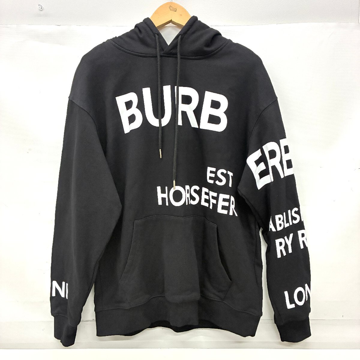 ☆916☆ BURBERRY バーバリー ホースフェリー ロゴプリント パーカー ブラック　　【SR】
