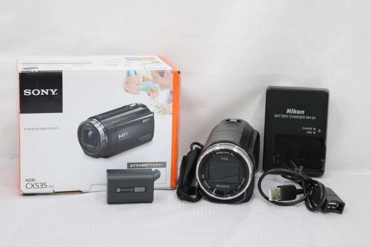 【返品保証】 【元箱付き】ソニー Sony HANDYCAM HDR-CX535 ブラック 60x バッテリー付き ビデオカメラ e8319