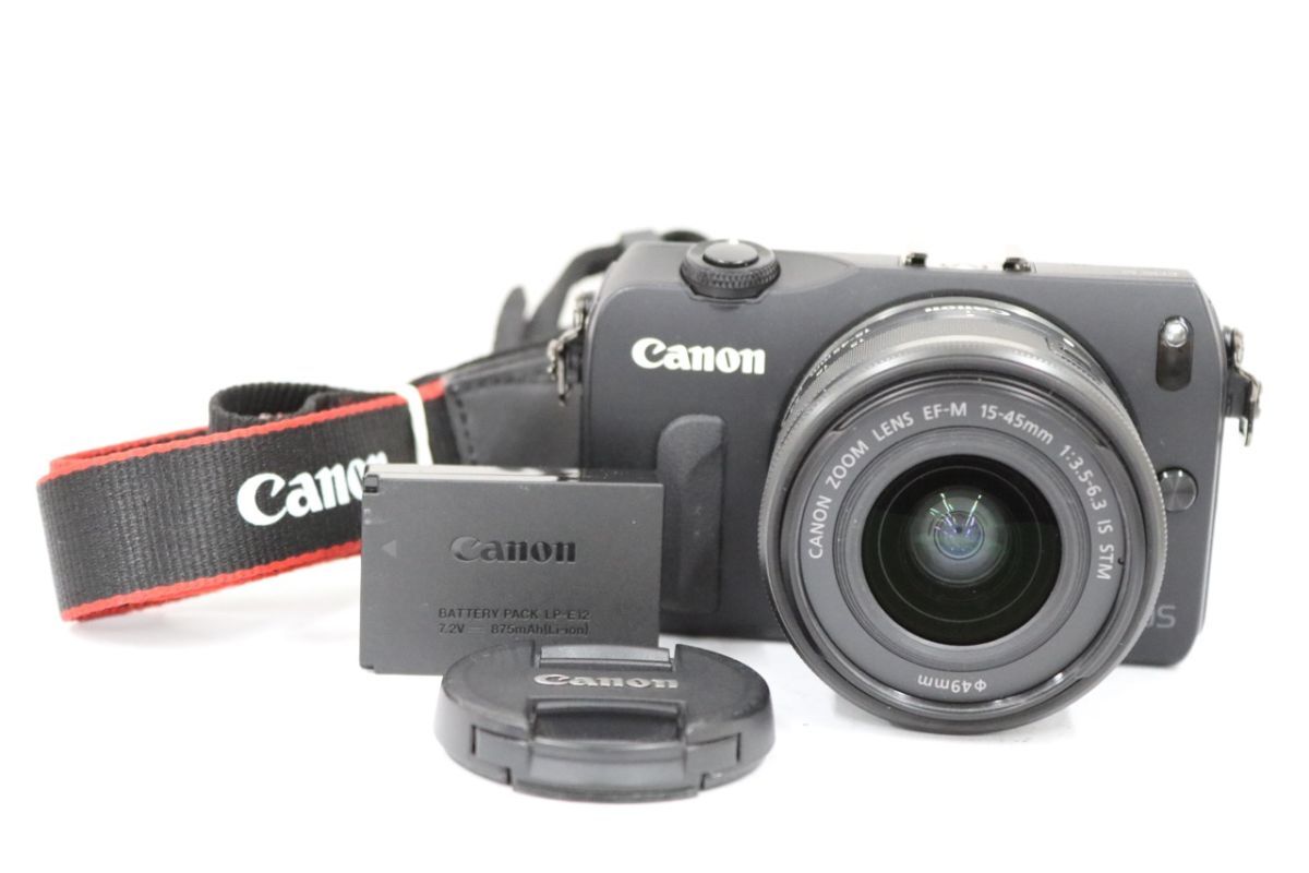 【美品 返品保証】 キャノン Canon EOS M ブラック EF-M 15-45mm F3.5-6.3 IS STM ミラーレス一眼 e8316
