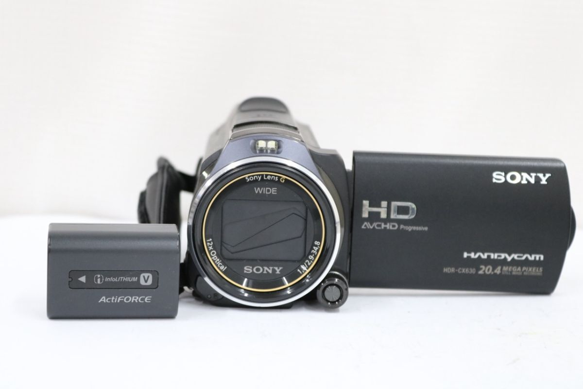 【美品 返品保証】 ソニー Sony HANDYCAM HDR-CX630 ブラック 20x バッテリー付き ビデオカメラ e8310