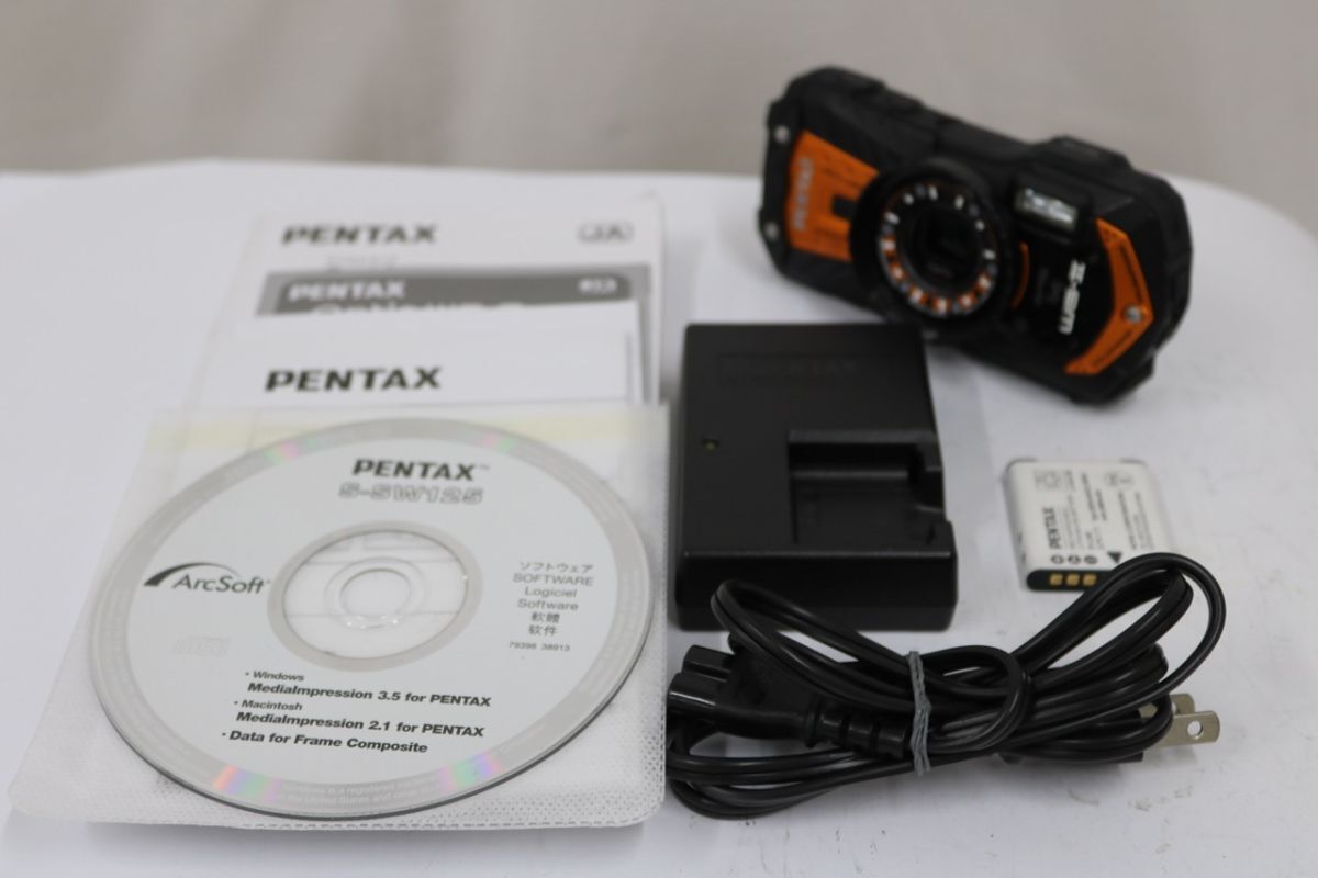【返品保証】 ペンタックス Pentax Optio WG-2 オレンジ 5x 付属品多数 コンパクトデジタルカメラ e8533