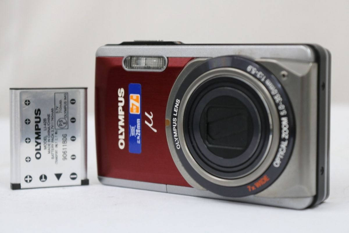 【返品保証】 オリンパス Olympus μ-7020 7x WIDE レッド バッテリー付き コンパクトデジタルカメラ e9667