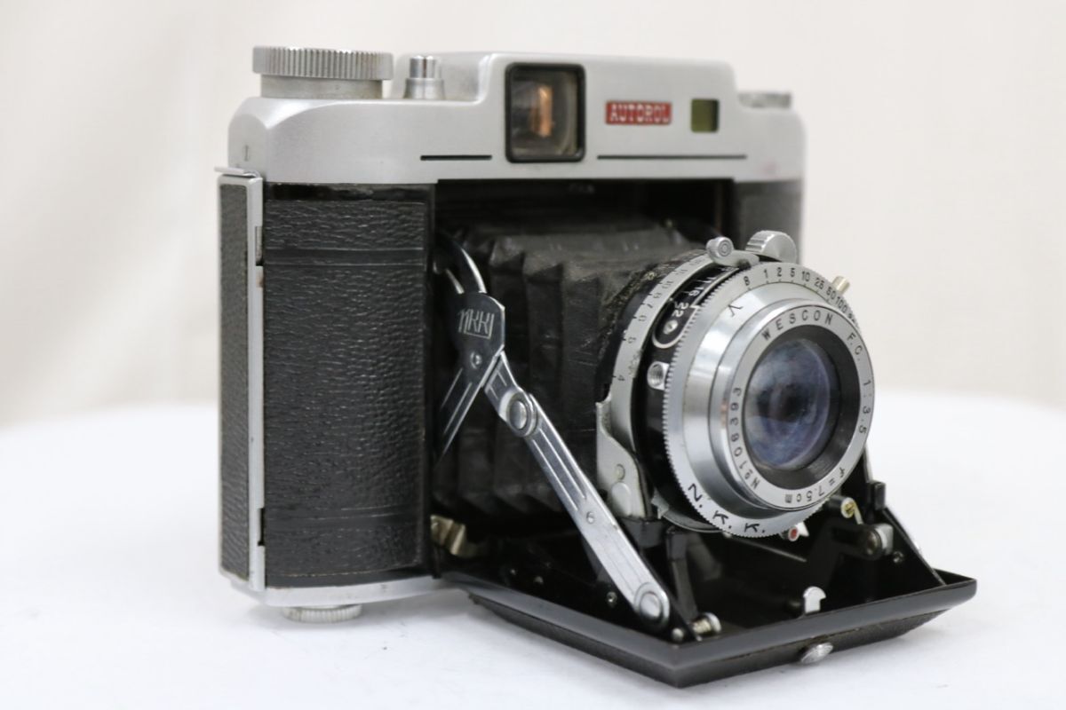 【訳あり品】 WEDTER AUTOROL nkk WESTER SIX WESCON F.C. 7.5cm F3.5 蛇腹カメラ e9630