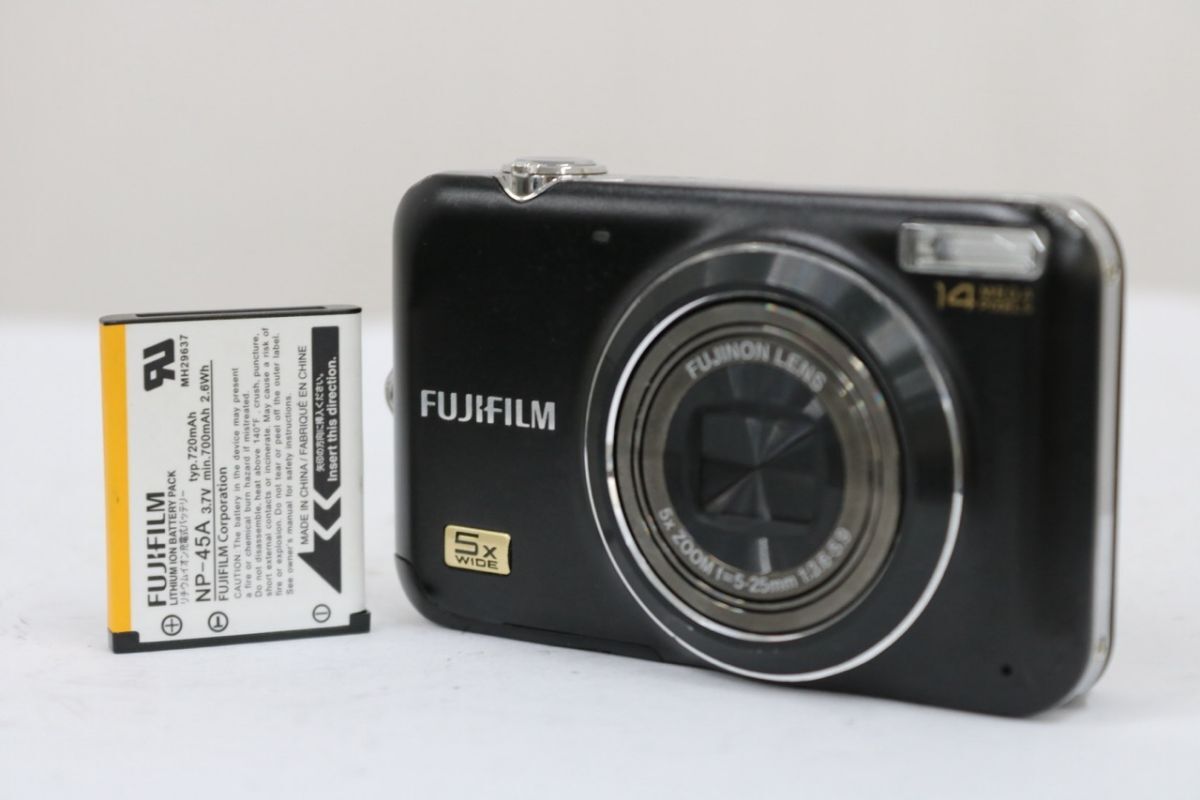 【返品保証】 フジフィルム Fujifilm FINEPIX JX280 5x ブラック バッテリー付き コンパクトデジタルカメラ e9611