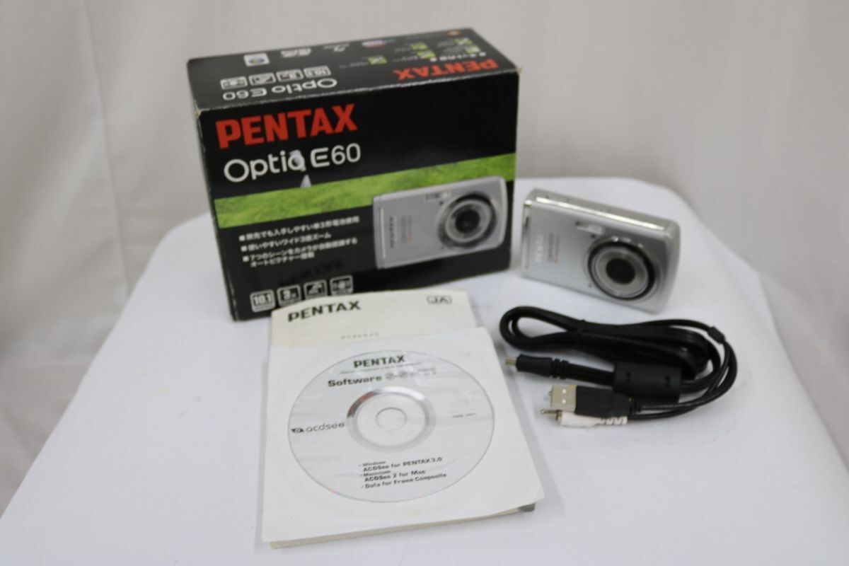 【返品保証】 【元箱付き】ペンタックス Pentax Optio E60 3x コンパクトデジタルカメラ e9608