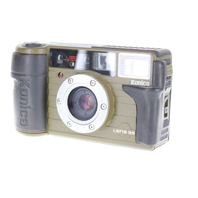 【返品保証】 【希少】コニカ KONICA 現場監督 LENS 35 オリーブ コンパクトカメラ e7746