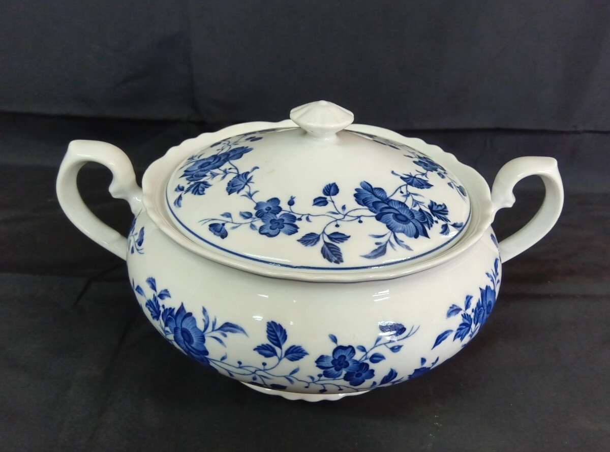 ROYAL MEISSEN ロイヤルマイセン ガラスポット スープポット シチューポット ブルーローズ 洋食器