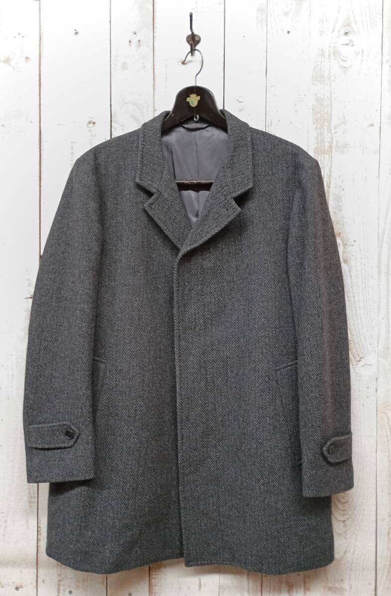高級紳士服　 ＊SANYO 三陽商会　 ＊ウールジャケット　サイズ　LARGE ＊ヘリンボーンウール　　カシミア混紡 ＊比翼仕立　お台場仕立