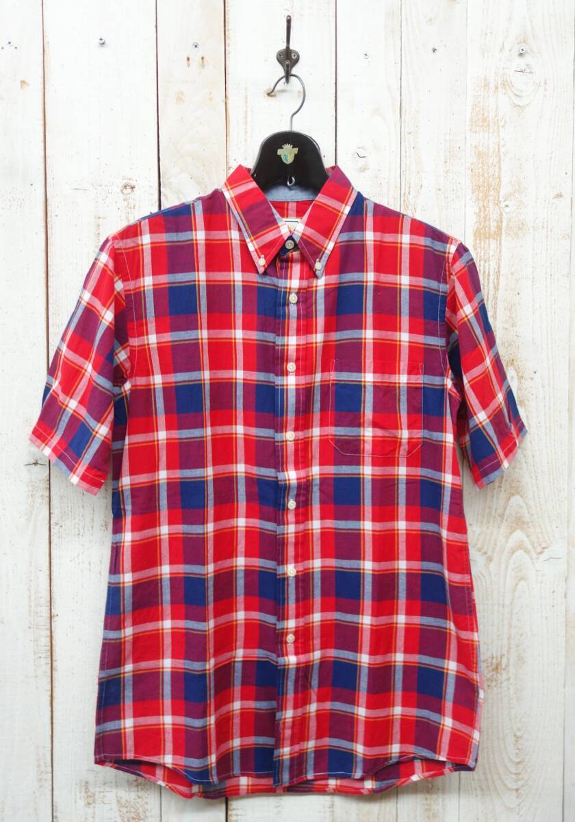 Surf Pendleton 　サーフ　ペンドルトン ＊ボタンダウン　 ショートスリーブシャツ ＊赤系チェック　Mサイズ　＊MADRAS WOVEN IN INDIA　