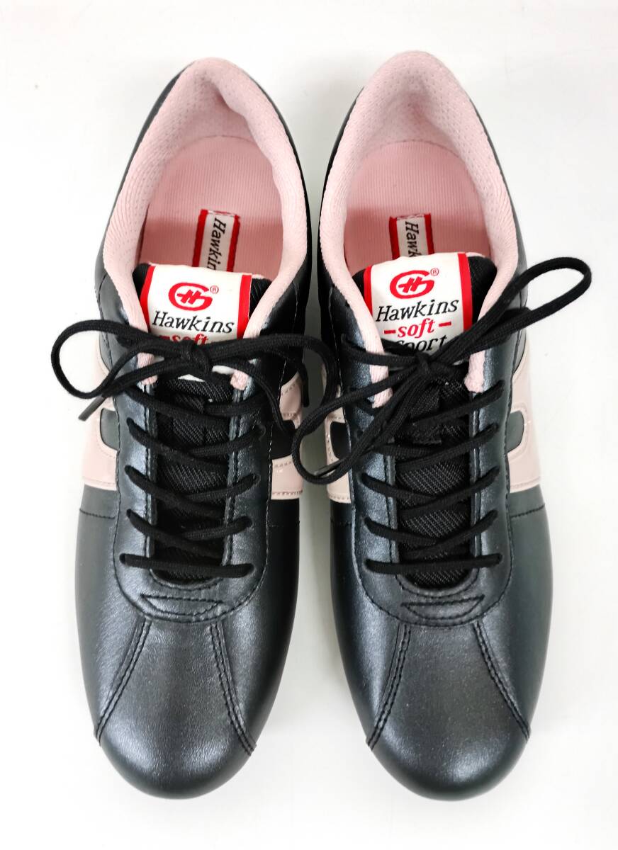 レディスカジュアル＊Hawkins Soft Sports 　ホーキンス　スポーツ ＊フラットスニーカー　LUCE MODEL　GT-8809W＊PE BLACK/ PESCA 　22.5