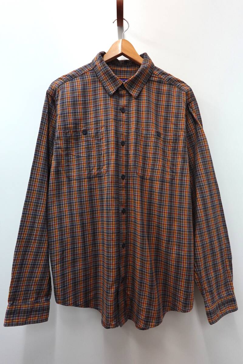 37W パタゴニア patagonia 長袖チェックシャツ オーガニックコットン イエロー系【M】ビンテージUSA古着