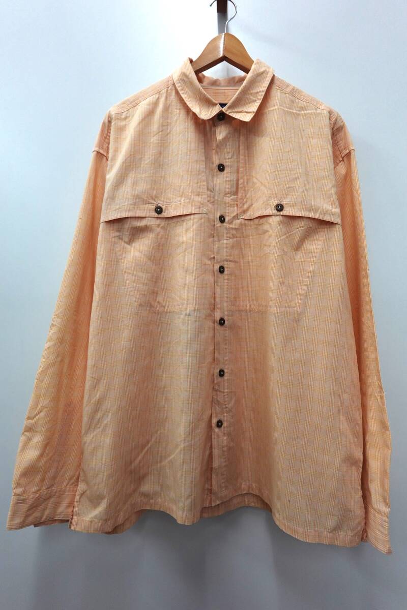37W パタゴニア patagonia 長袖チェックシャツ ポリエステル イエロー系 タイ製【XL】ビンテージUSA古着