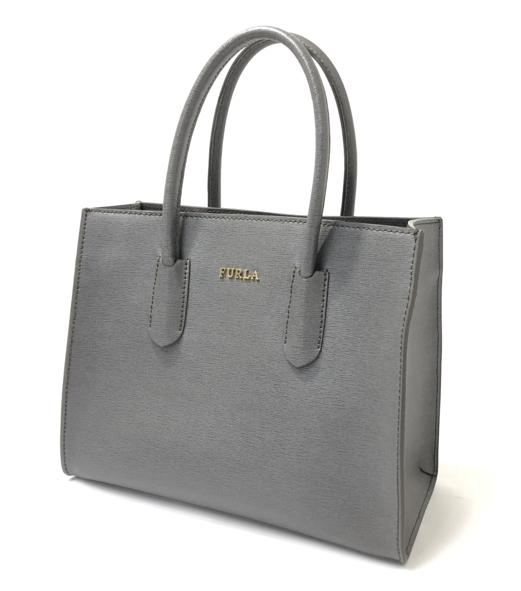 【美品】 FURLA フルラ ハンド バッグ ショルダーバッグ 2way レザー グレー ストラップあり 保存袋あり レディース　