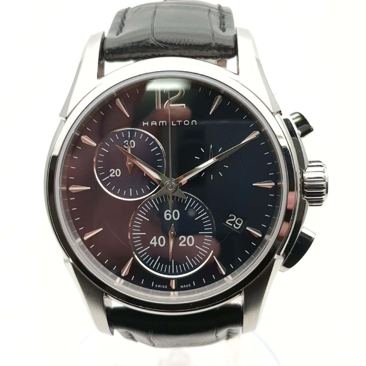 HAMILTON ハミルトン ジャズマスター H326121 クォーツ 腕時計 メンズ 動作品 クロノグラフ 電池式 デイト 紺色文字盤 中古